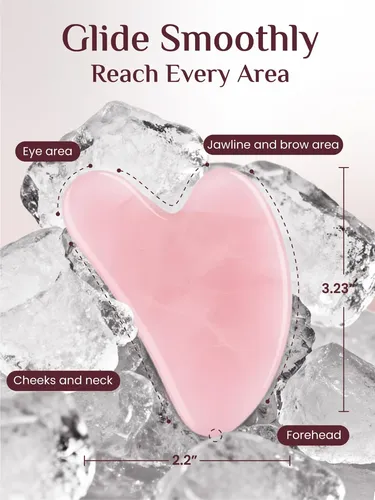 Gua Sha Cuarzo Rosa Jade Herramienta Masaje Facial Piedra