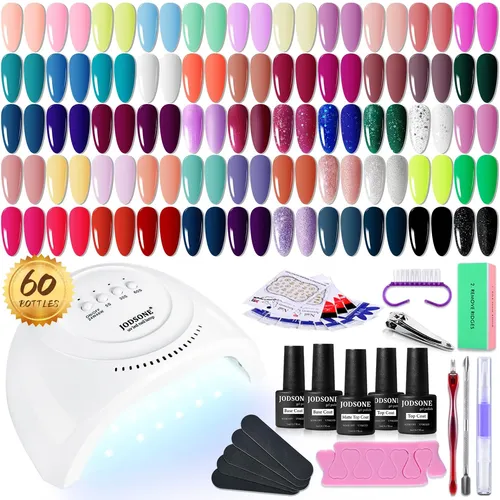 Kit Esmalte Gel 60 Colores Brillo Uv Base Top Coat