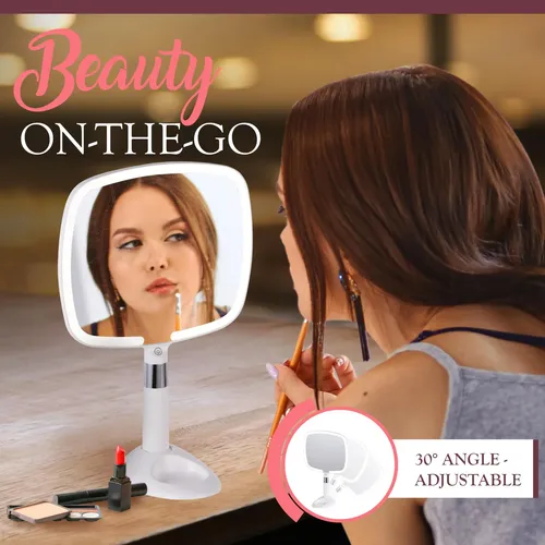 Espejo De Mano De Viaje Iluminado Mirrorvana Con Soporte Blanco