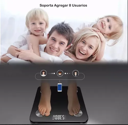 Balanza Digital Bluetooth Personal 180 Kg Vidrio Negro