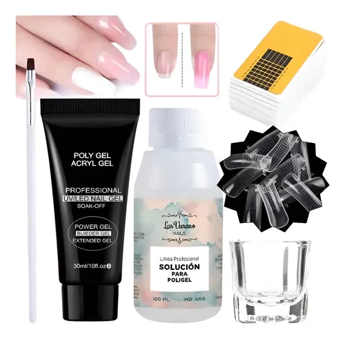 Kit Polygel Solucion Pincel Moldes Dappen Esculpidas Uñas