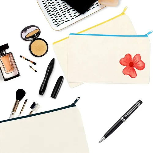 Paquete De 36 Bolsas De Maquillaje De Lona En Blanco, Bolsas