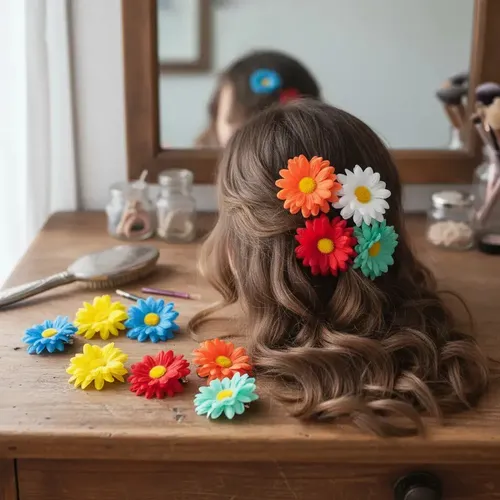 Broches De Pelo Clips Girasoles Pack X 12 Unidades Colores A Disponibilidad