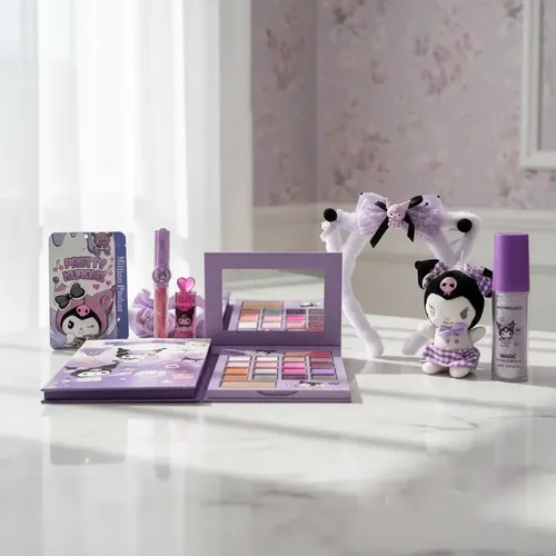 Set Maquillaje Kuromi Con Paleta Vincha Premium Polvo Hadas