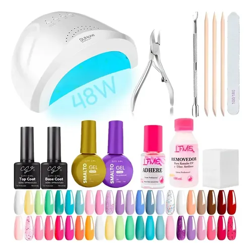 Kit Manicura Inicial Semipermanente Cabina Uv Led Uñas Gel