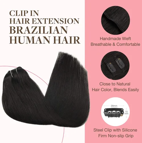 Extensiones De Cabello Natural Negro,120g, 7unid