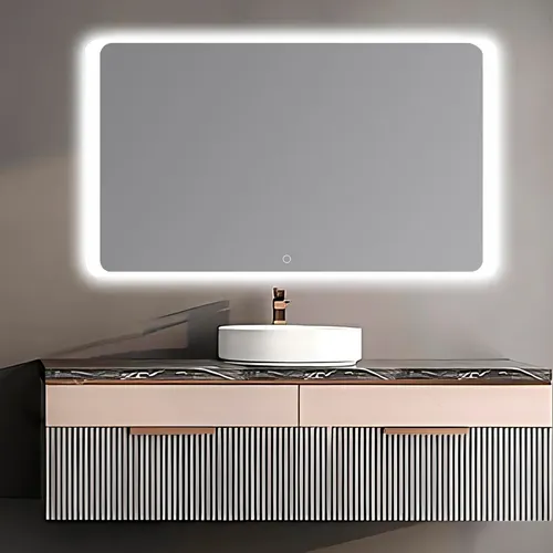 Espejo Rectangular Led Touch Tactil Colgar Luz Fria Baño