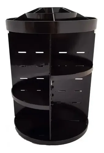 Organizador Maquillaje Acrílico Iko Shop Negro Giratorio 360º