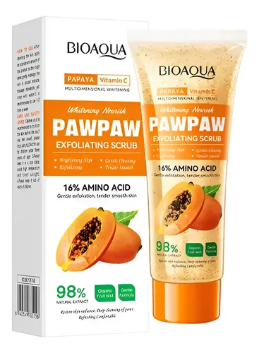 Exfoliante Facial Corporal Orgánico con Extracto de Papaya, Aminoácidos y Vitamina C 100g Todo Tipo De Piel Día/noche