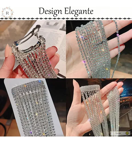 A Pinza De Pelo Brillante Para Mujer Con Flecos Largos Y .