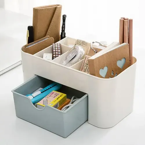 Organizador de cosméticos, soporte para lápices de maquillaje con cajón