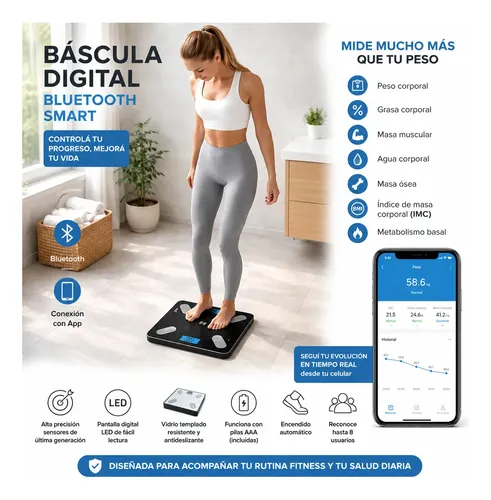 Balanza Corporal Digital Inteligente Bluetooth Peso App