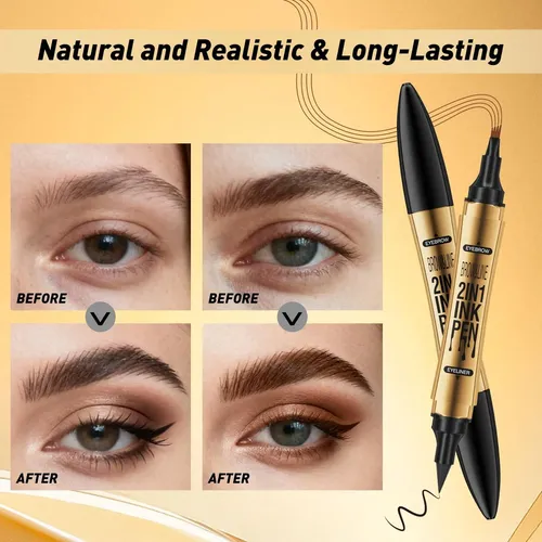 Lápiz 2 En 1 Cejas Y Delineador Qic Marrón