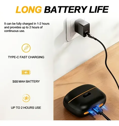 Cortaúñas Eléctrico Recargable Con Luz Led Negro