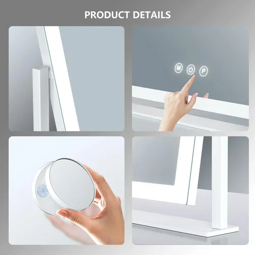 Espejo De Maquillaje Con Luces Led 43.7×34.5cm Dorado