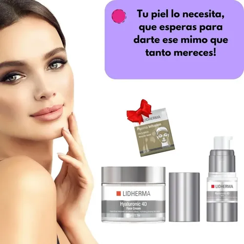 Rutina Skincare Hyaluronic 4d Facial Lidherma Crema Contorno