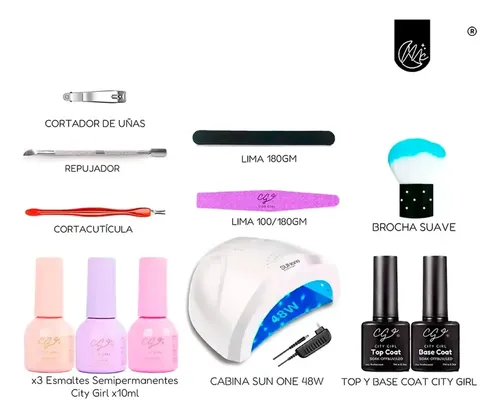 Kit X14 Manicuria Cabina Uv Led Uñas Semipermanente Completo