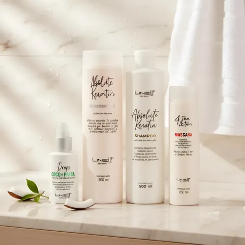 Acondicionador Hidra Hidrolized Absolute Keratin Cabellos Secos Y Dañados Keratina Hidrolizada AntiFrizz Sella Cutículas Activa el Color sin Parabenos Producto Profesional 500Mls LineUp