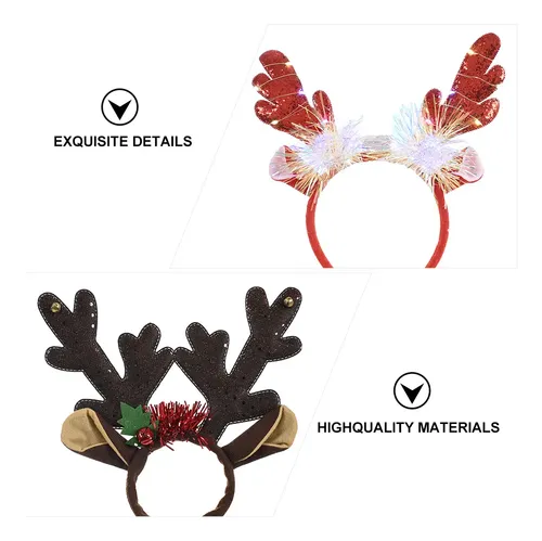 3 Unidades De Preciosa Diadema Navideña Con Pelo De &qa