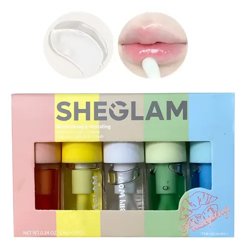 Set 5 Brillos Labiales Gloss Pincel Fat Jelly Wow By Sheglam
