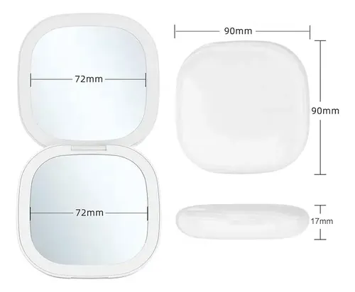 Espejo De Maquillaje De Mano Con Aumento 2x Con Luz Usb