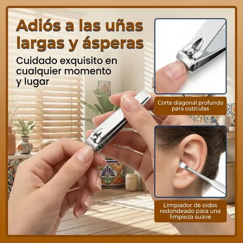 Kit De Manicura 4 En 1 Acero Al Carbono Estuche Portatil U