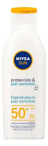 Protector Solar Corporal NIVEA SUN Protección & Piel Sensible FPS 50+ 200Ml, Sin Fragancia, Bloqueador Solar