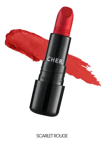 Labial Cher Satin Kiss Rojo Escarlata Larga Duración Lipstick