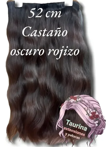 Cortina Natural 50/54 Cm Largo Con Vincha + Peinetas Color Castaño Oscuro Roj