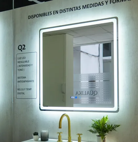Espejo Cuadrado 60cm Luz Led Y Botón Touch Alta Calidad