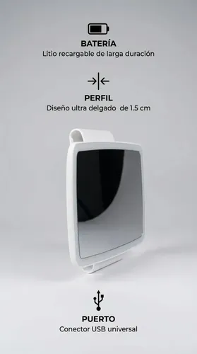 Espejo Maquillaje Auto Táctil Aitech Luz Led Blanca Parasol Inalámbrico 16×10 Recargable Usb 3 Intensidades Ajustable Regulable Panoramico