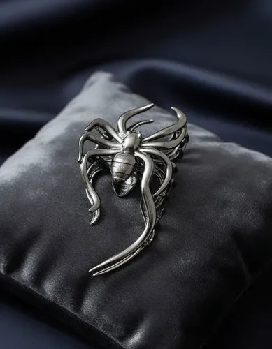 Hebilla Broche Peló Araña En Metal Zamak Fantasía Gris Plomo