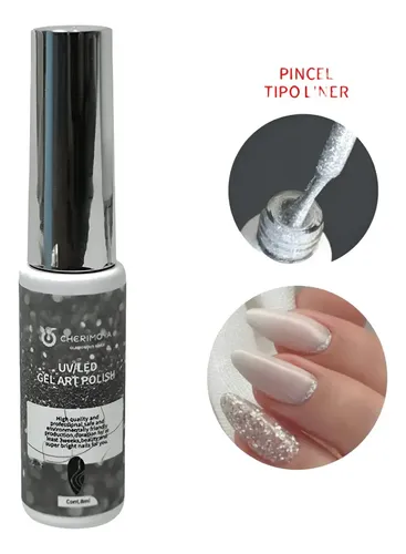 Gel Art Polish Semi Decoracion Liner Uv/led Cherimoya 8ml Color Plateado