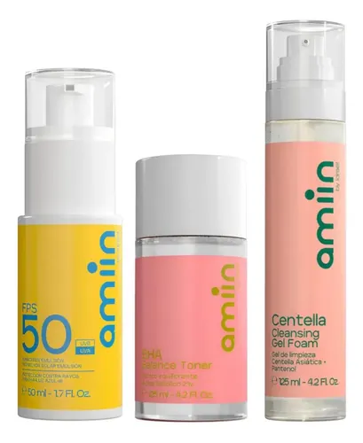 Kit Facial Idraet Amiin Limpiador + Tónico + Protector Solar