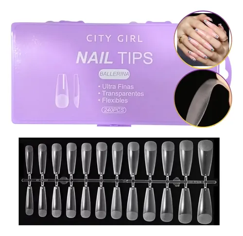 Tips Ballerina Sistema Gel Press On Caja X240pcs Ultra Fino
