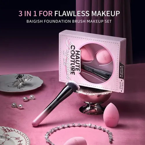 Set De Brochas De Maquillaje Baigish Flat Top Kabuki Con 2 E