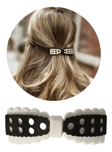 Hebilla Pelo Moños Coquette Blanco Negro Broches Clip