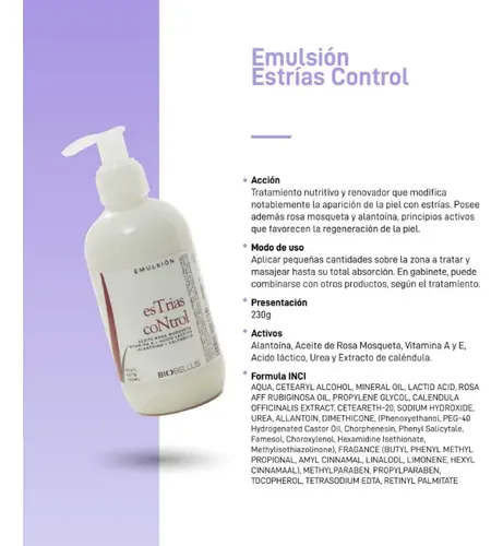 Emulsión Biobellus Control Estrías 230ml Botella