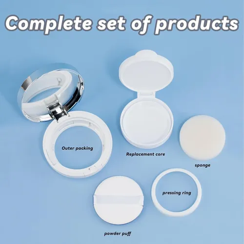 Compacto Para Base Cushion Blanco Plateado Portátil 15g