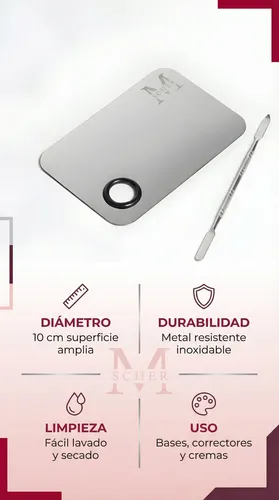 Paleta Mezcladora Maquillaje Profesional Metal Resistente