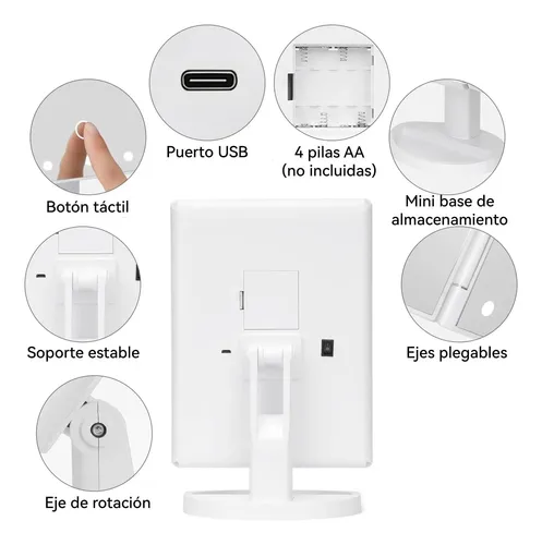 Espejo Maquillaje Escritorio, Espejo Maquillaje Con Luz Ax
