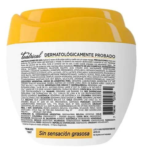 Crema Facial Aclaradora Teatrical X 100 G