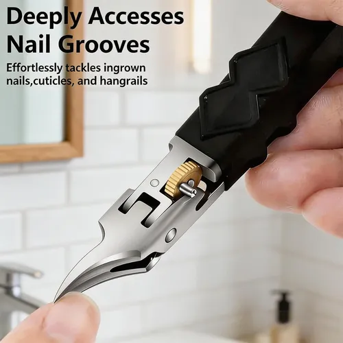 Black Anti-slip Grip Gear Lock Nail Clipper Set With