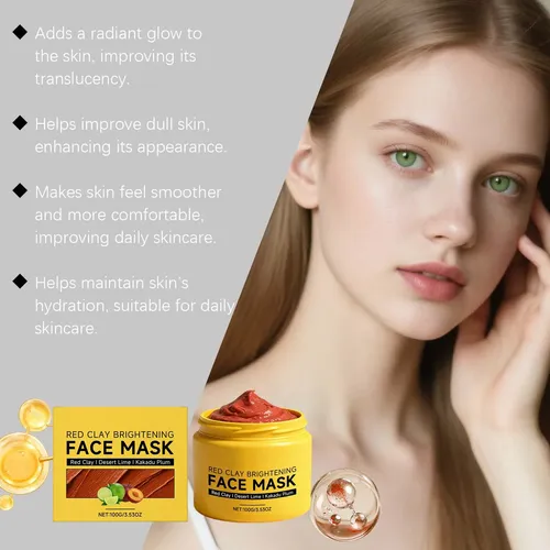 La Máscara Facial Iluminadora De Barro Rojo Mejora La Opacid