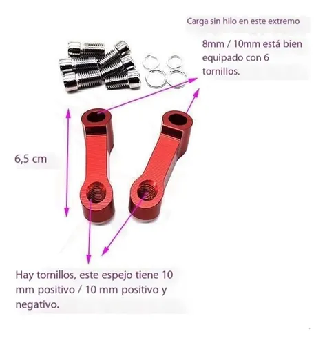 Soporte Espejo Extendido Aumentado Aluminio Modificado