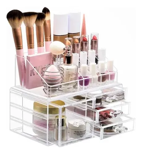 Organizador de Maquillaje de Acrílico con 6 Cajones y Espejo