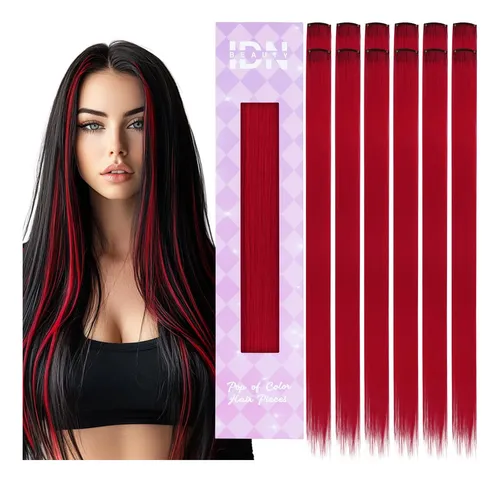 Idn Beauty Colored Clip In Hair Extension, 12pcs Red 24inch