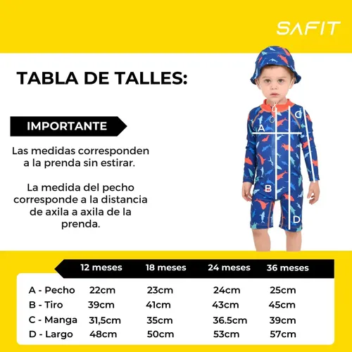 Malla Enterito Body + Gorro Piluso Niño Filtro Uv Agua Safit
