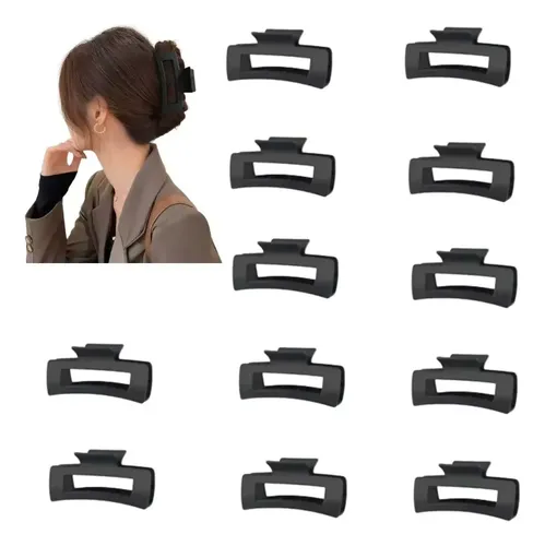 12 Pcs Pinzas Para El Cabello, Garra Fuerte Para Pelo Mujer Black
