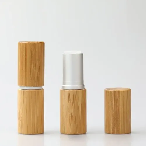 Envase De Bálsamo Labial Con Tubo De Lápiz Labial De Bambú V